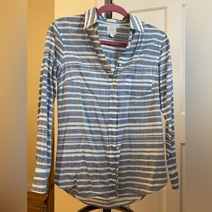 J. Crew Perfect Fit Button Up Shirt, Blue / White Striped, Size XS, NWOT